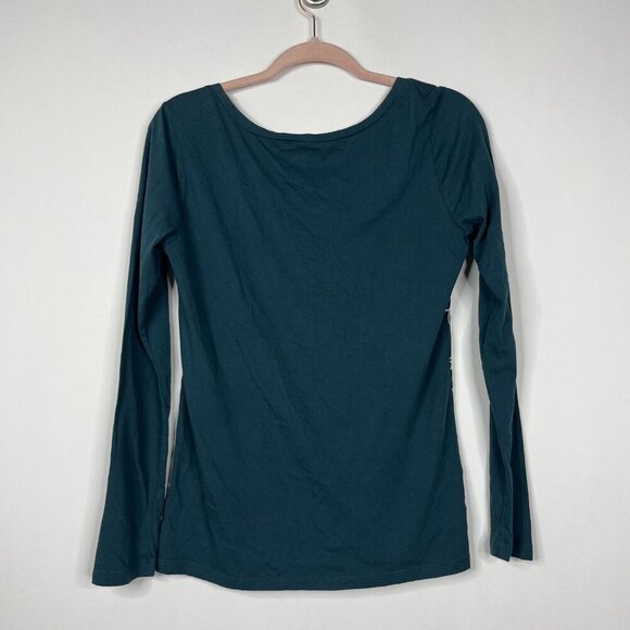 2/$30 NWT LOFT Floral Embroidered Long Sleeve Tee Green Small #8792 - Picture 4 of 6
